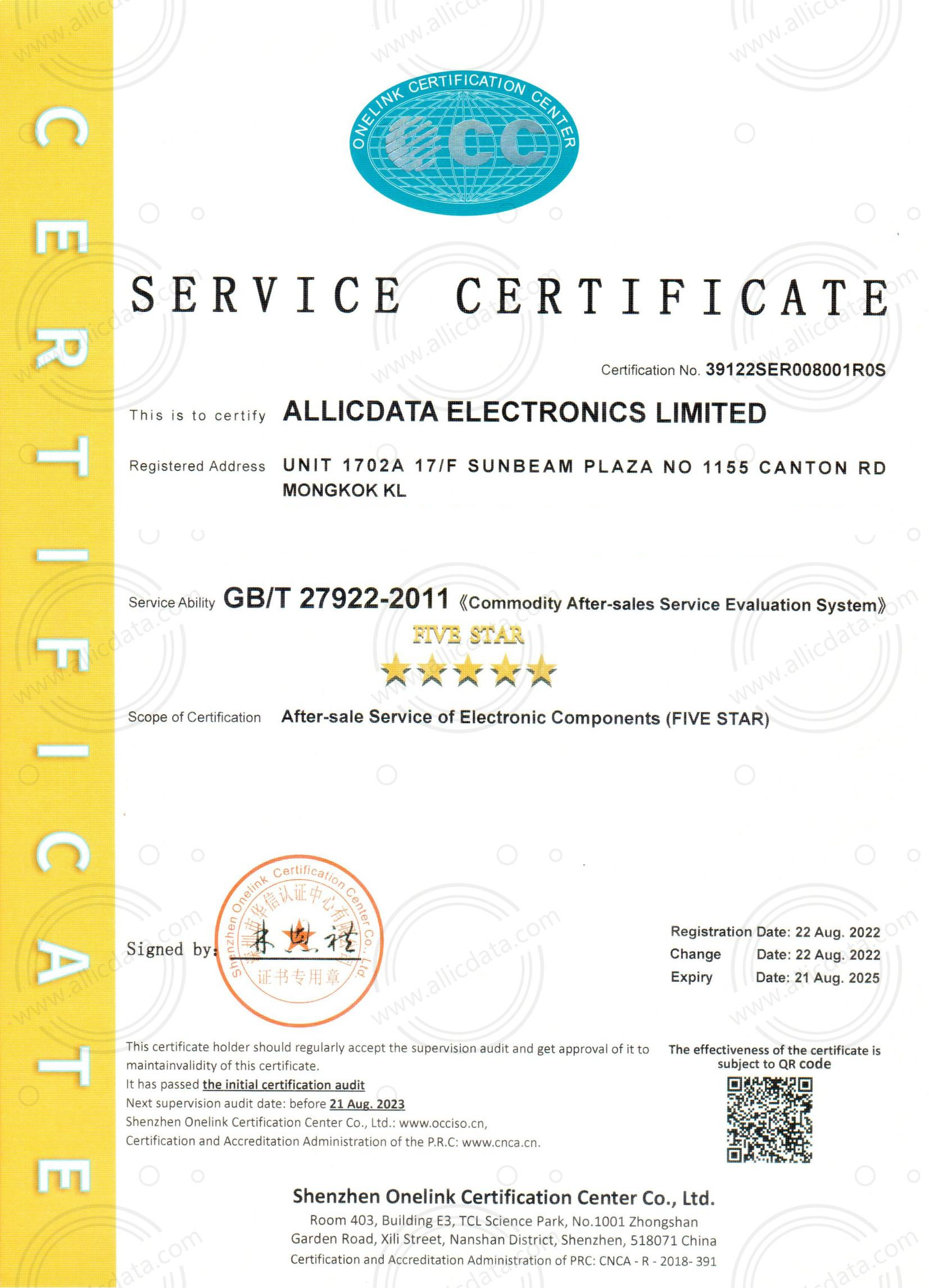 GB/T 27922-2011 Allicdata Authorized